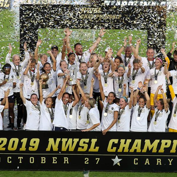 NC Courage players celebrating NWSL Championship