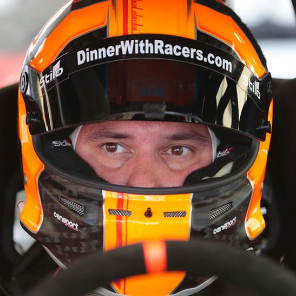 Ryan Eversley wearing helmet in driver's seat
